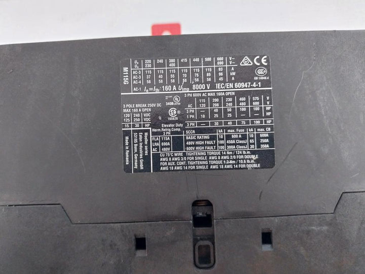 Eaton Dil M115 3 Pole Contractor 190-240V 50-60Hz