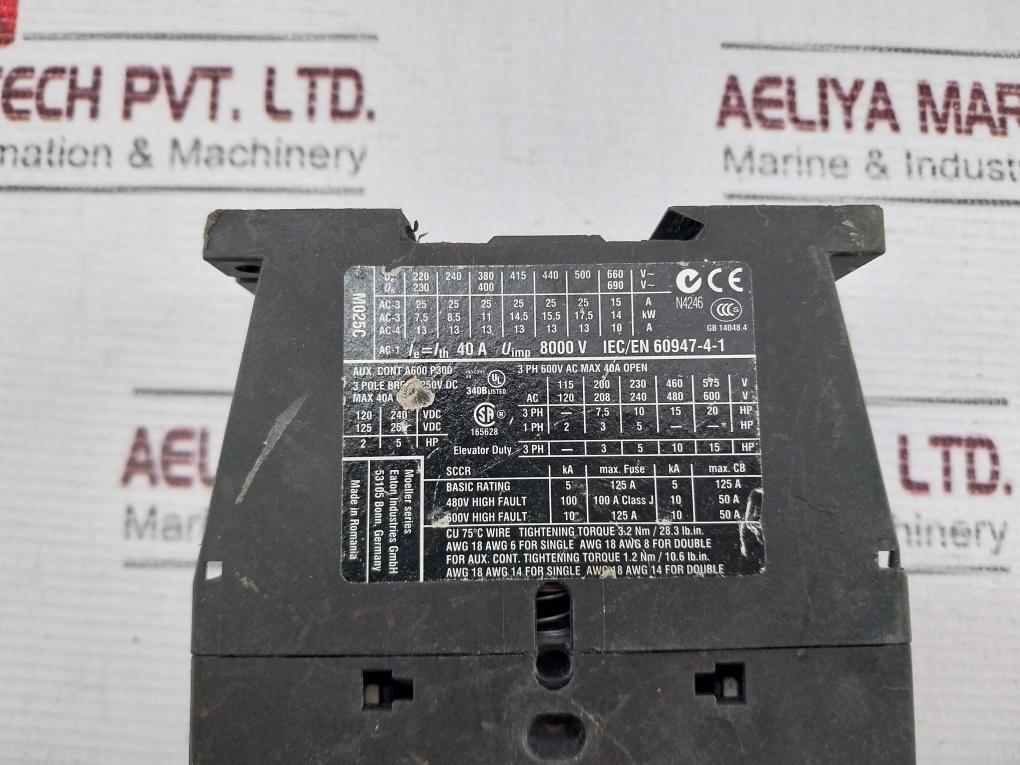 Eaton Dil M25-10 Ac Contactor Xtce025C10