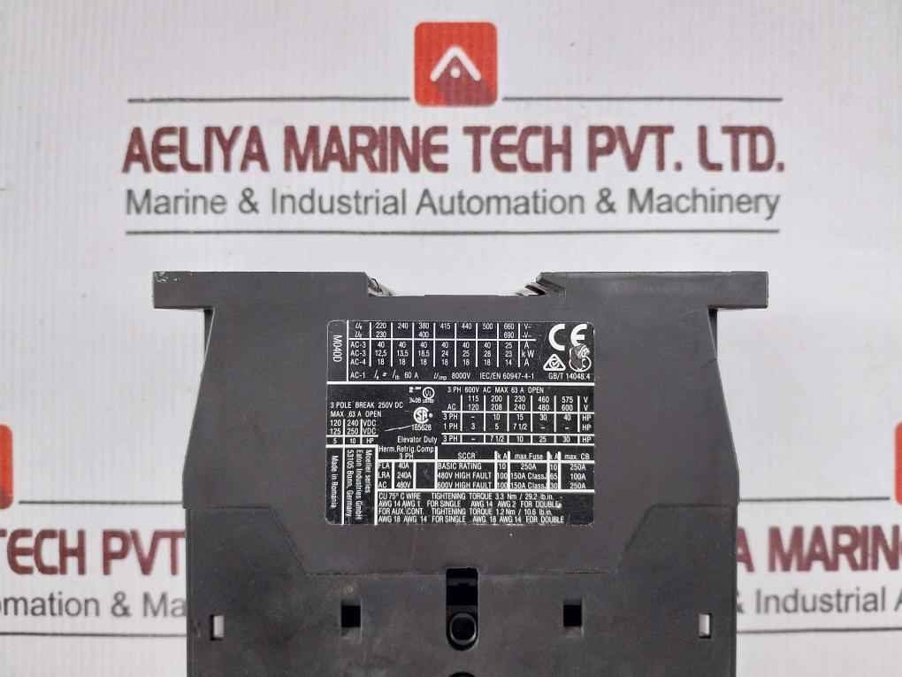 Eaton Dil M40 Moeller 3-pole Power Contactor With Auxiliary Contact Block 8000V