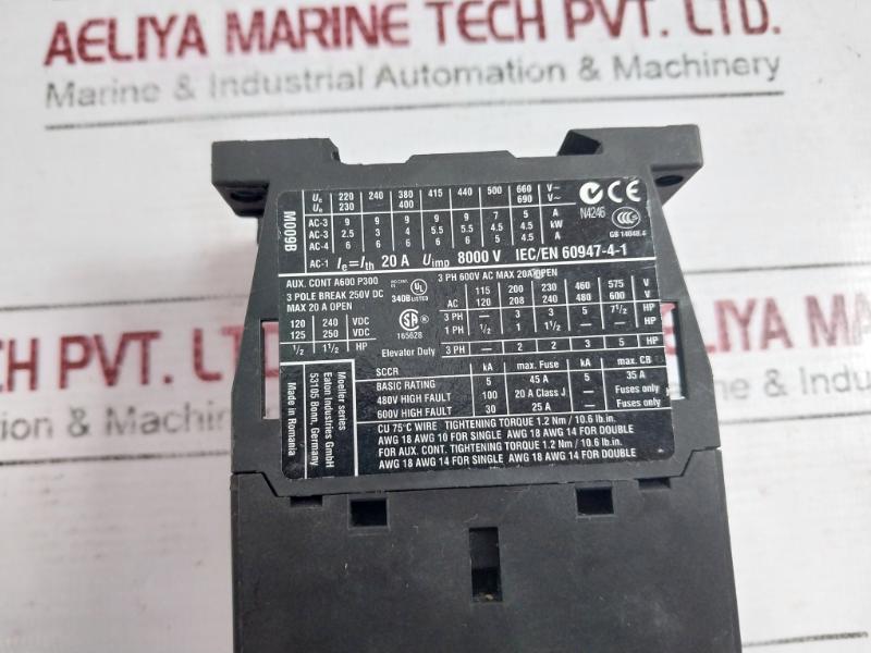 Eaton Dil M9-10 Moeller Series 3 Pole Contactor Xtce009B10 230V 50/60Hz 8000V