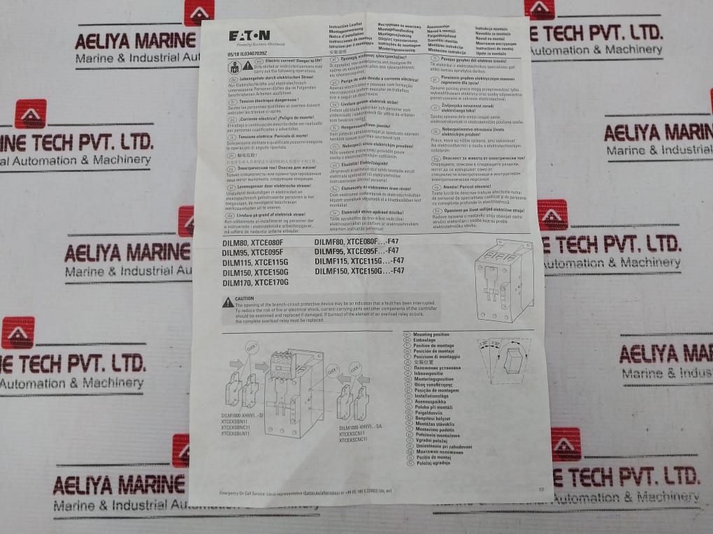 Eaton Dil M95 3 Pole Contactor 380V50Hz/440V60Hz 130A