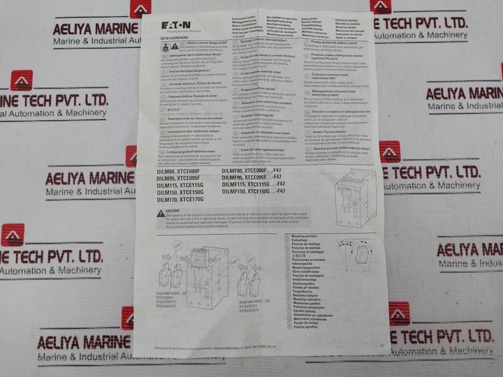 Eaton Dil M95 3 Pole Contactor 380V50Hz/440V60Hz 130A