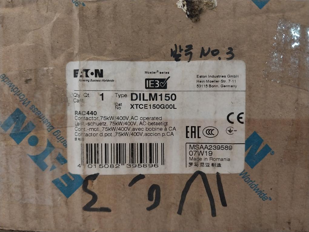 Eaton Dilm150 Moeller Series Contactor Xtce150G00L 190A