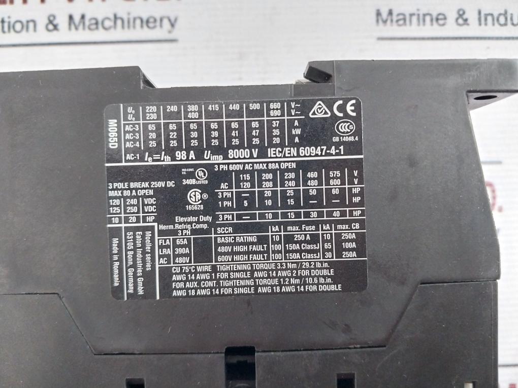 Eaton Dilm65 Contactor Xtce065D00I3 Ac-operated 30Kw/400V