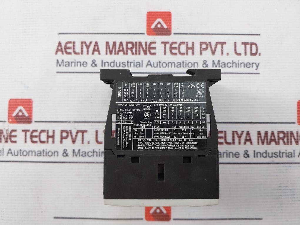 Eaton Dilm9-01 Contactor 4Kw/400V,Dc-operated 3 Ph 600V Ac