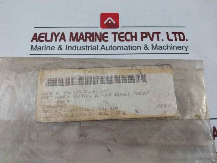 Eaton E10E220As 2 Pole Single Throw Switch