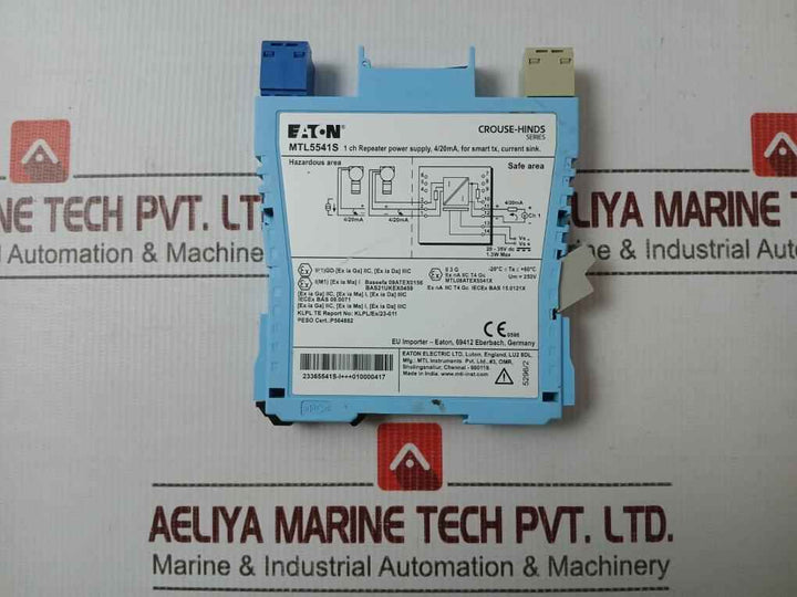 Eaton Electric Mtl5541S 1 Ch Repeater Power Supply 20-35V Dc 4/20 Ma 1.3W Max