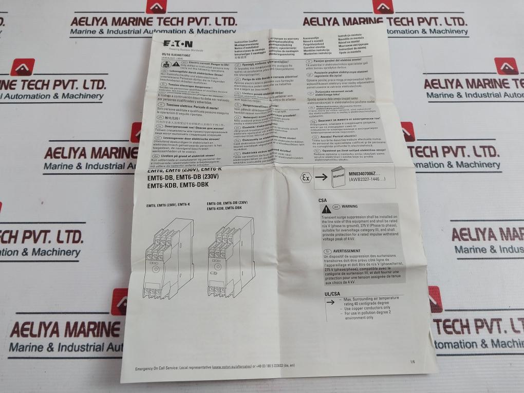 Eaton Emt6 Thermistor Overload Relay Ac 24-240V 50-400Hz