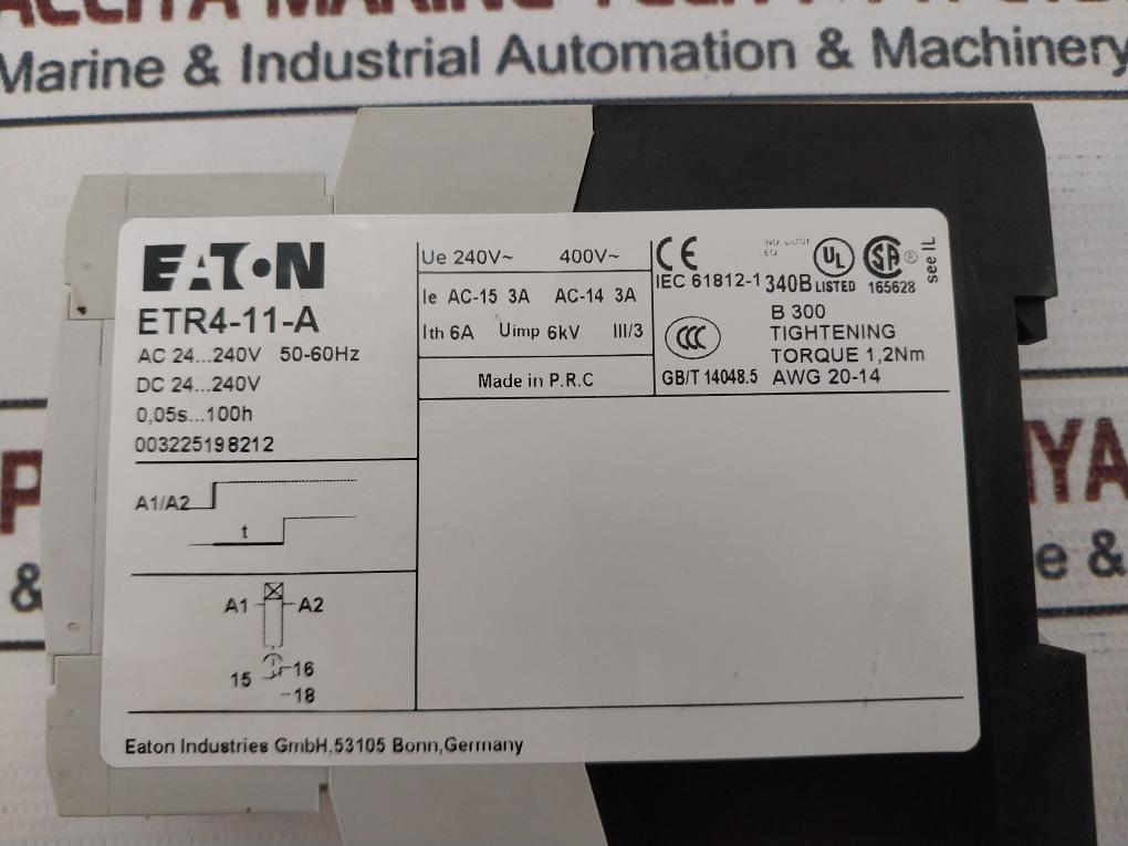 Eaton Etr4-11-a Electronic Timing Relay 50/60Hz