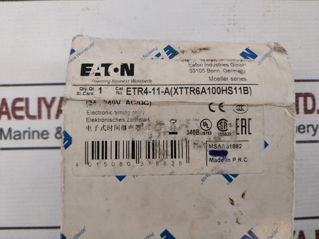 Eaton Etr4-11-a Electronic Timing Relay 50/60Hz