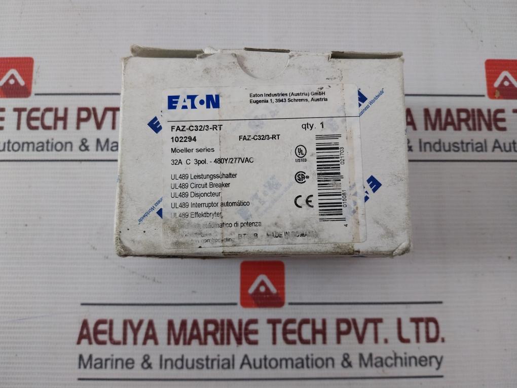 Eaton Faz-c32/3-rt Miniature Circuit Breaker Ul489 3 Pole 440V 50/60Hz 32A 4Kv
