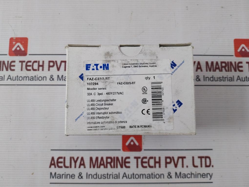 Eaton Faz-c32/3-rt Miniature Circuit Breaker Ul489 3 Pole 440V 50/60Hz 32A 4Kv