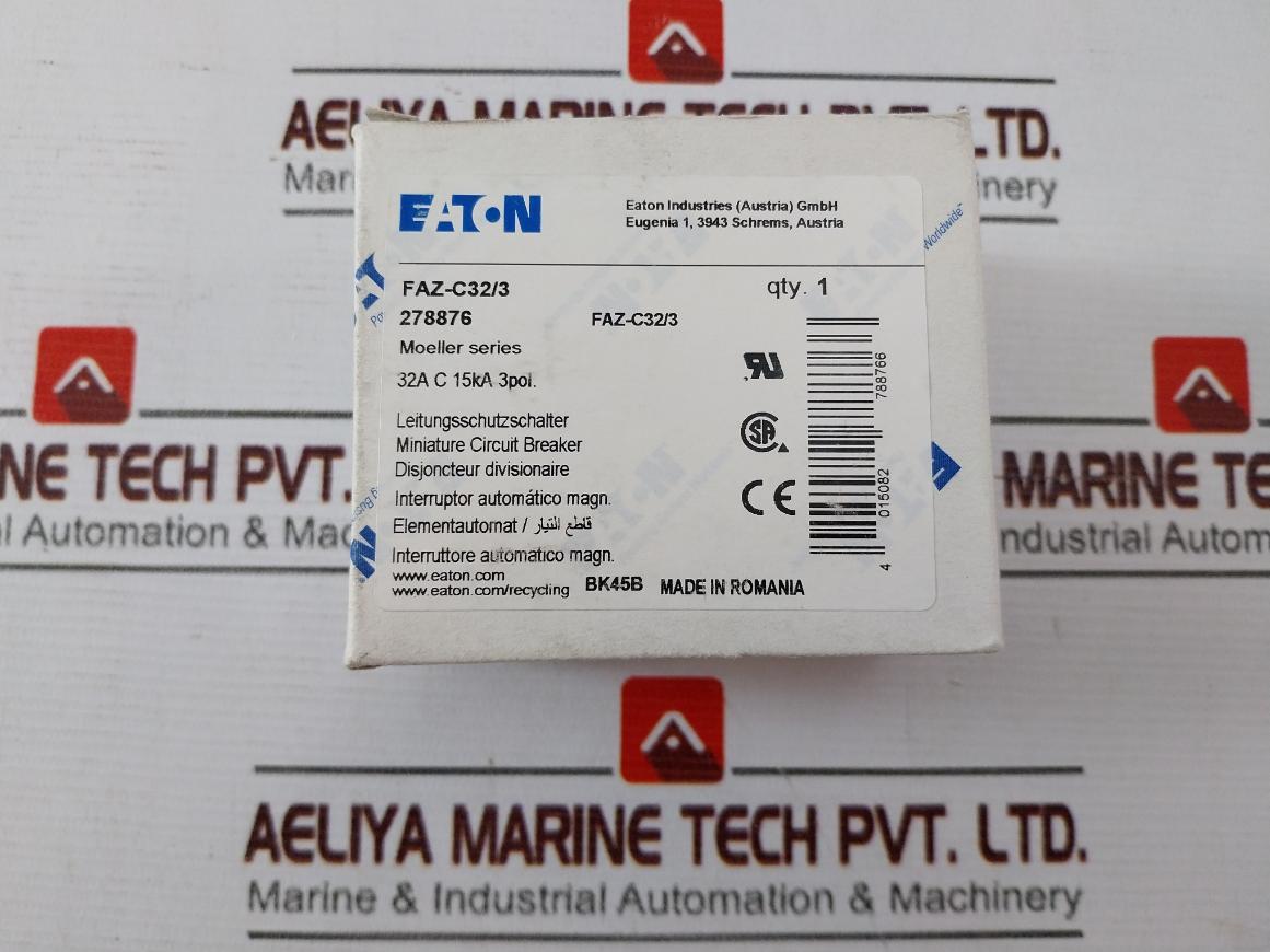 Eaton Faz-c32/3 Miniature Circuit Breaker 415V 440V (50Hz) 32A 7,5Ka 480Y/277Vac