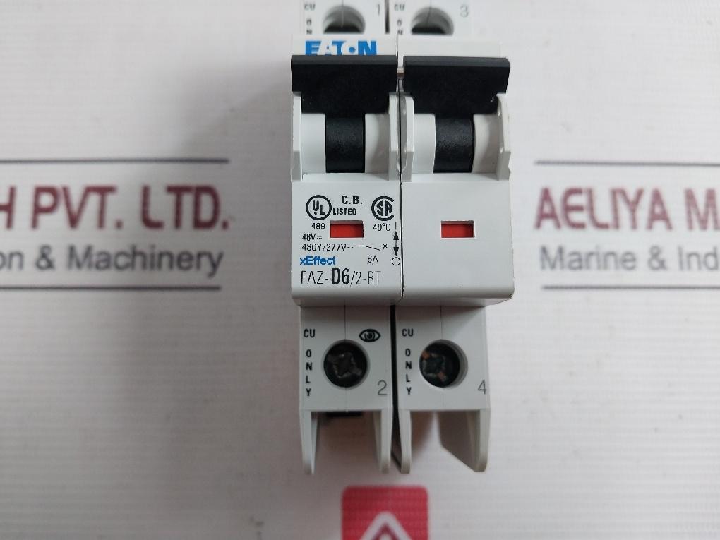 Eaton Faz-d6/2-rt Industrial Miniature Circuit Breaker 480Y/277Vac 4Kv