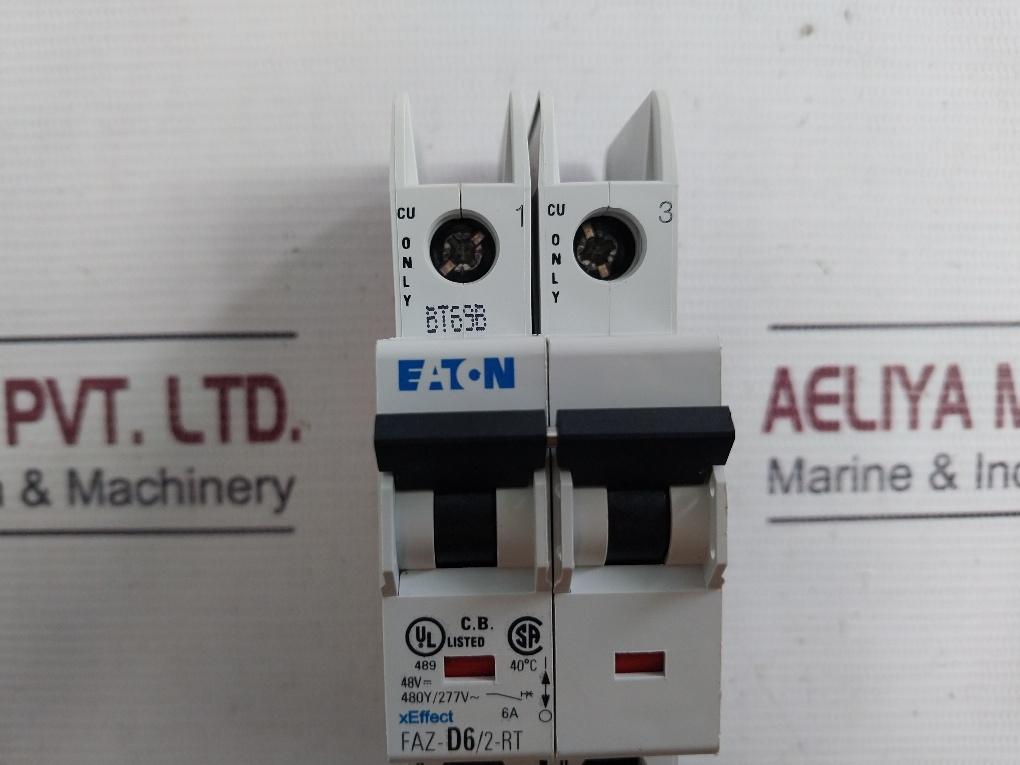 Eaton Faz-d6/2-rt Industrial Miniature Circuit Breaker 480Y/277Vac 4Kv