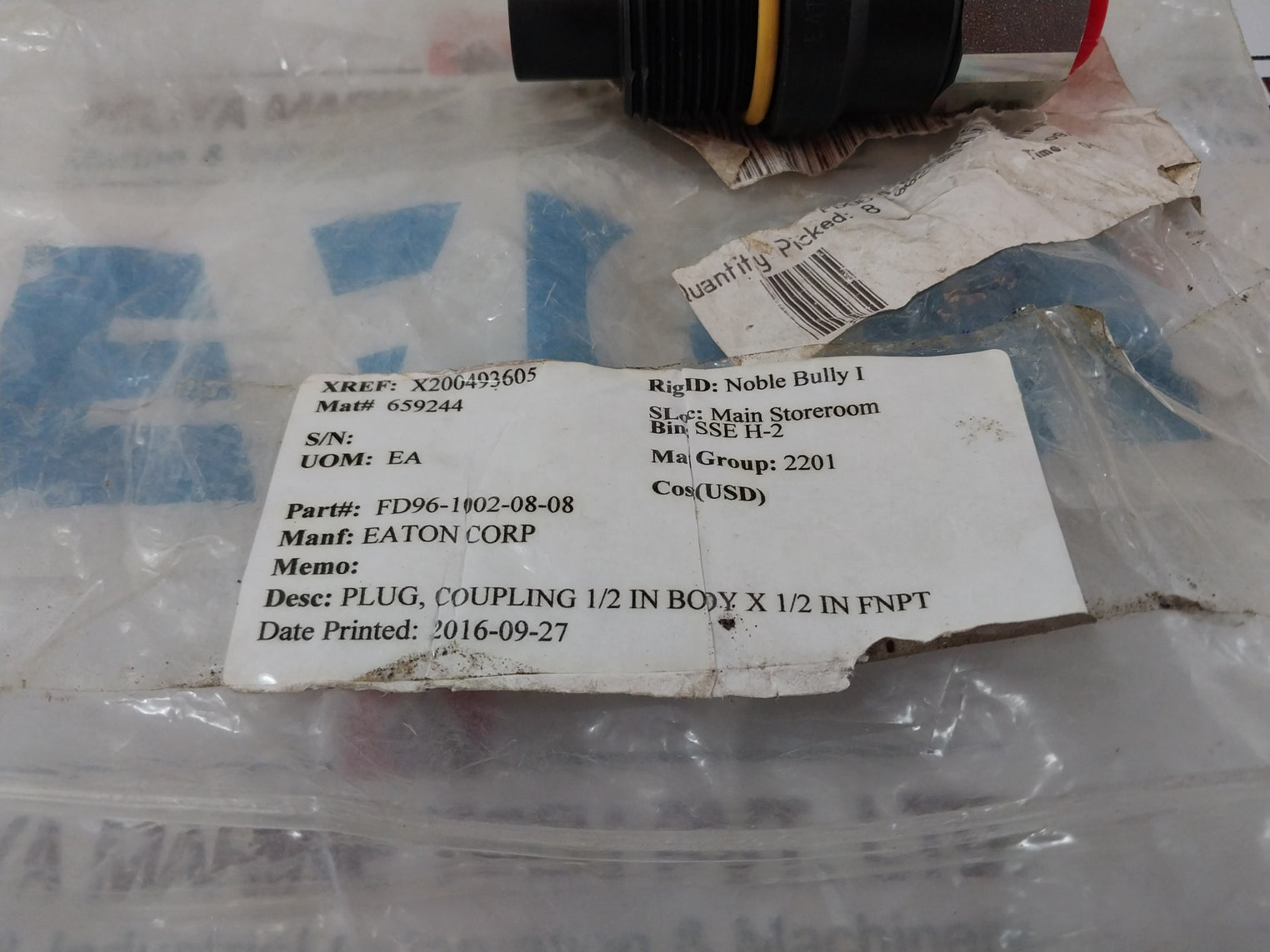 Eaton Fd96-1002-08-08, 1/2 Fnpt Plug Disconnect Coupling