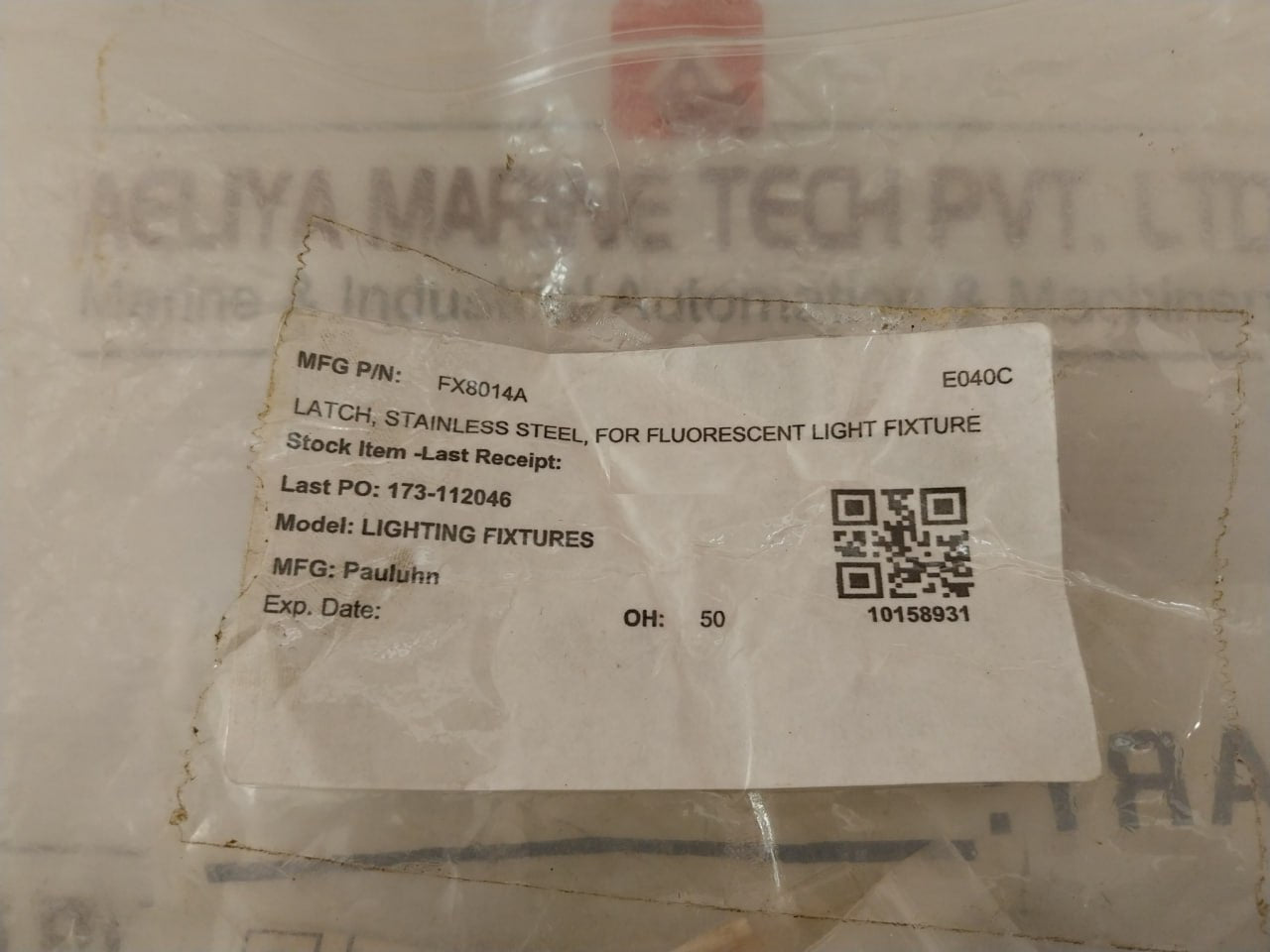 Eaton Fx8014A Stainless Steel Latch E040C 1317Nrl 10158931 Oh.50