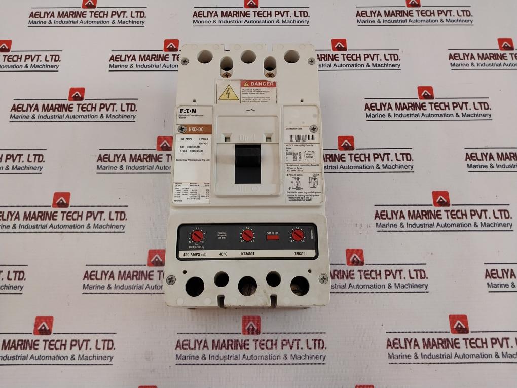 Eaton Hkddc3400 3 Pole Industrial Circuit Breaker Frame Series C 600Vdc