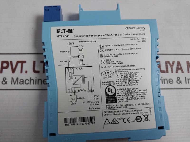 Eaton Mtl4541 Repeater Power Supply 4-20Ma For 2/3 Wire Transmitter -20C To 60C