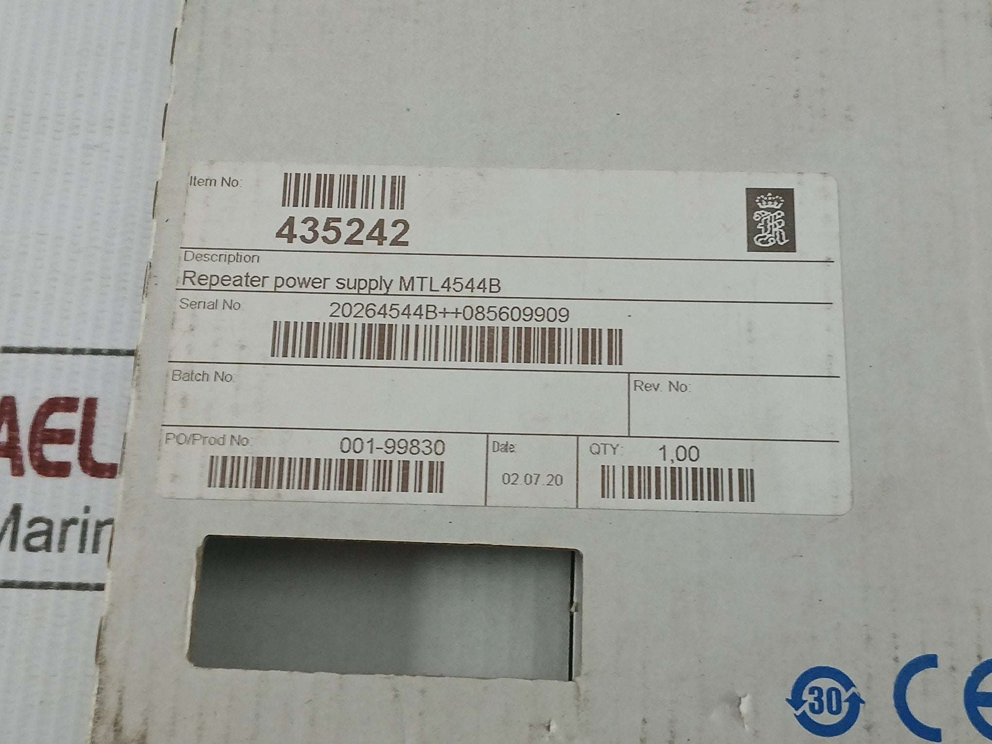 Mtl4544B 2 Ch Repeater Power Supply Module Eaton 4/20Ma 20-35Vdc