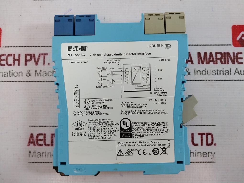 Eaton Mtl5516C 2 Ch Switch/Proximity Detector Interface 20-35Vdc