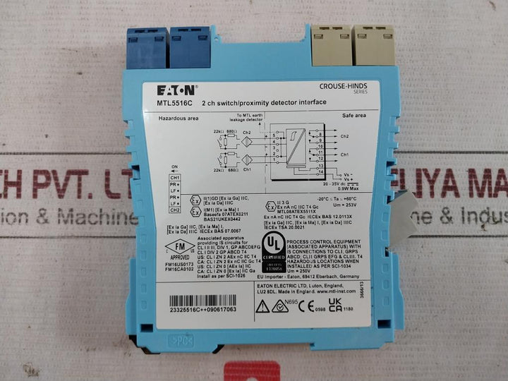 Eaton Mtl5516C 2Ch Switch/Proximity Detector Interface 20-35Vdc 0.9W 253V 250V