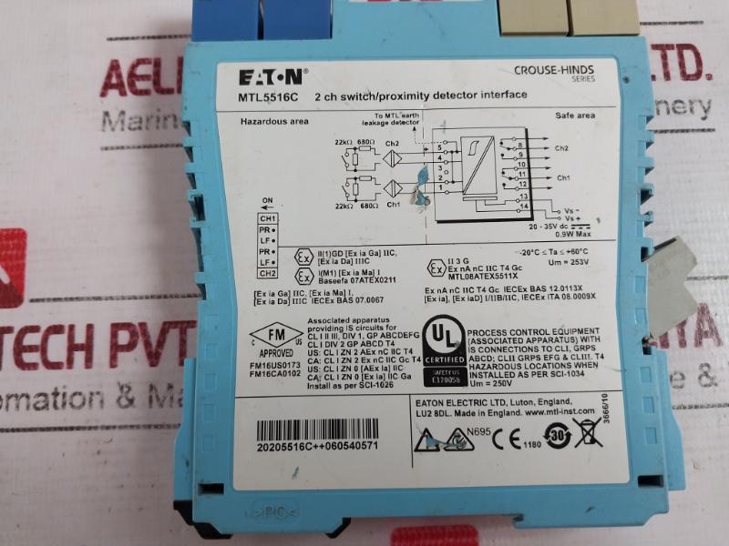 Eaton Mtl5516C 2Ch Switch/Proximity Detector Interface 20-35Vdc 0.9W Iec 81508