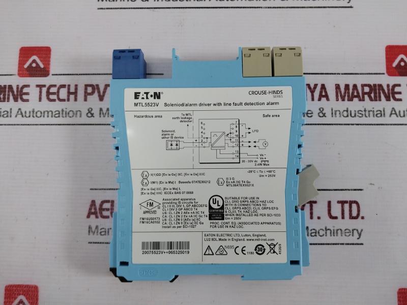 Eaton Mtl5523V Solenoid Alarm Driver With Line Fault Detection Alarm Mtl5500