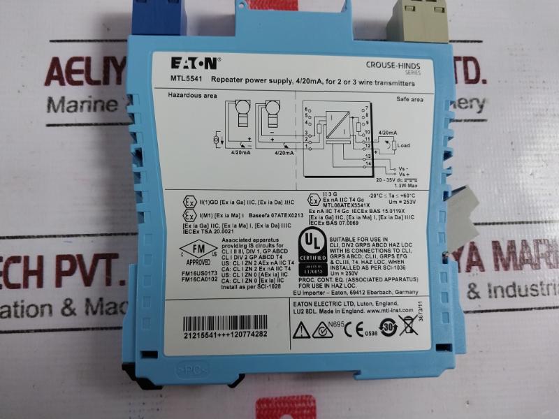 Eaton Mtl5541 Repeater Power Supply 4/20ma For 2/3 Wire Transmitters Fm16us0173 20-35v Dc---