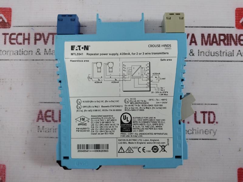 Eaton Mtl5541 Repeater Power Supply 4/20Ma, For 2 Or 3 Wire Transmitter -20°C Ta +60°C