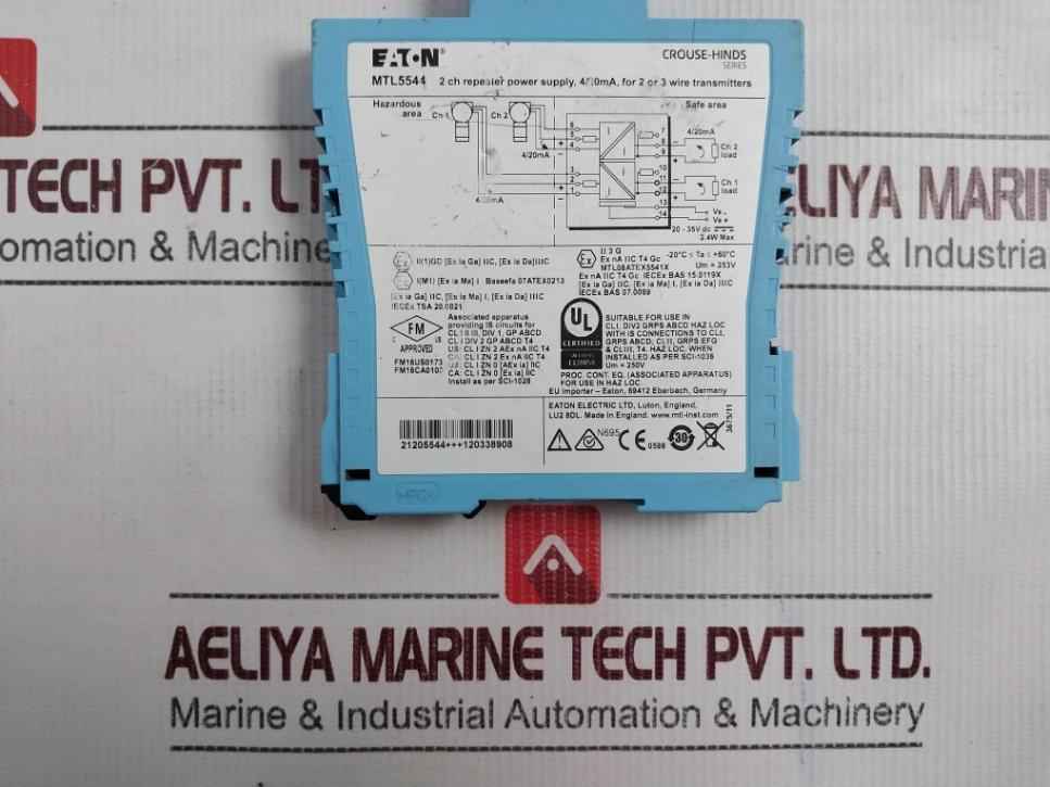 Eaton Mtl5544 2 Ch Repeater Power Supply 4/20Ma 20-35V Dc 2.4W Max