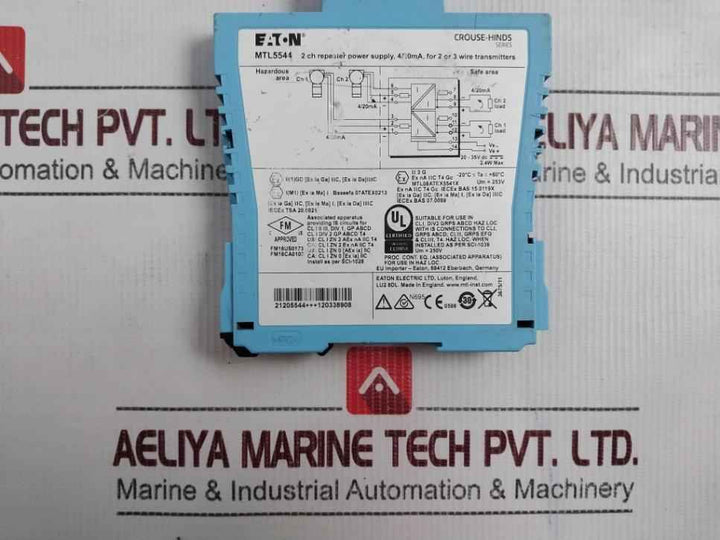 Eaton Mtl5544 2 Ch Repeater Power Supply 4/20Ma 20-35V Dc 2.4W Max