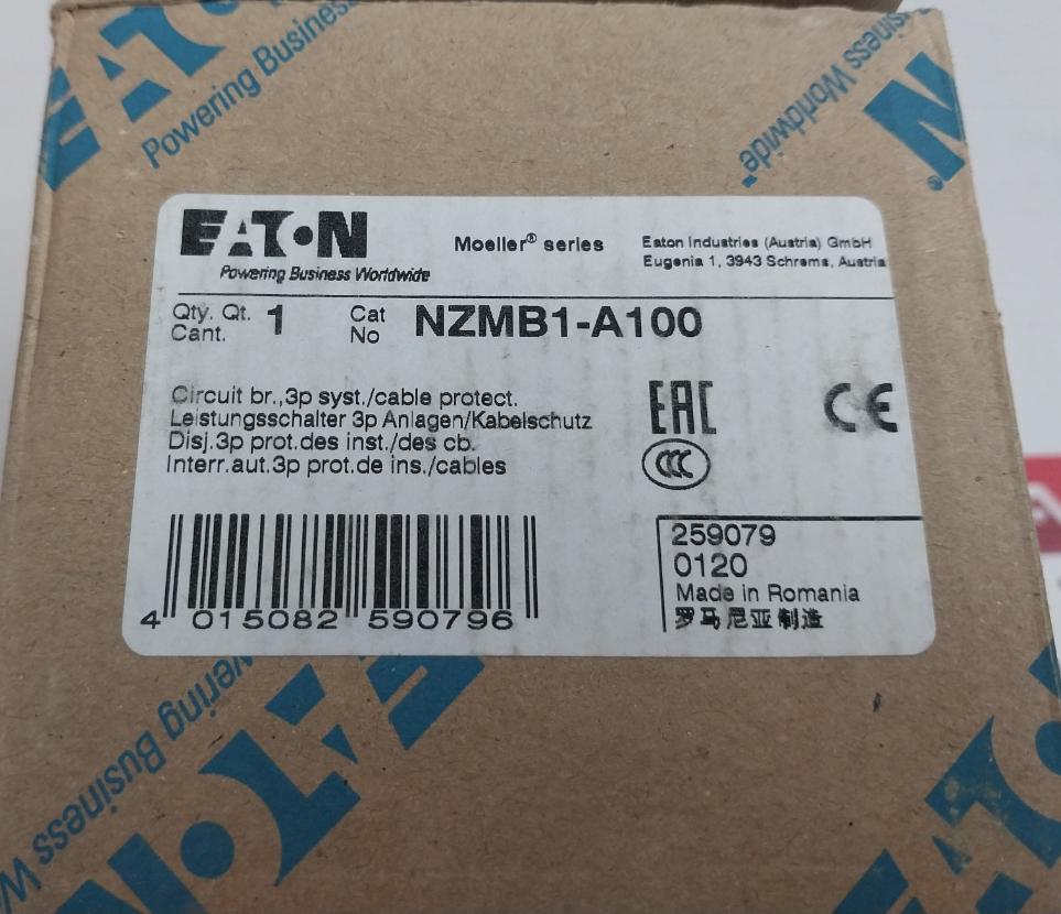 Eaton Nzmb1-a100 Moeller Series Molded Case Circuit Breaker 50/60Hz
