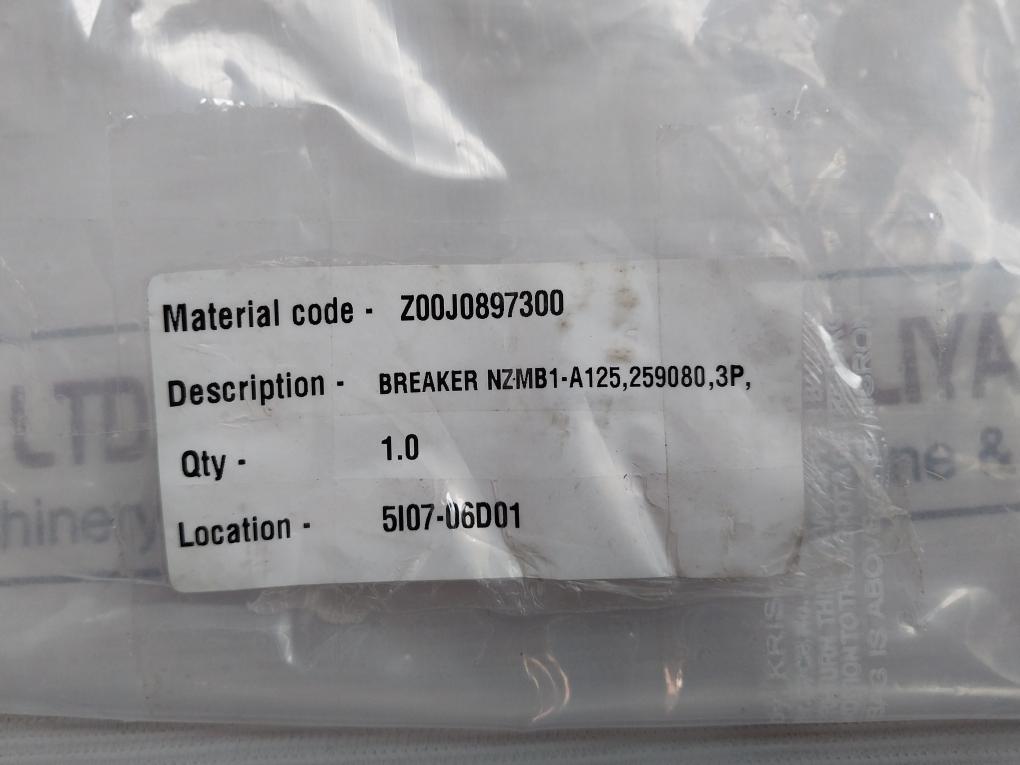 Eaton Nzmb1-a125 3-pole Moeller Series Molded Case Circuit Breaker