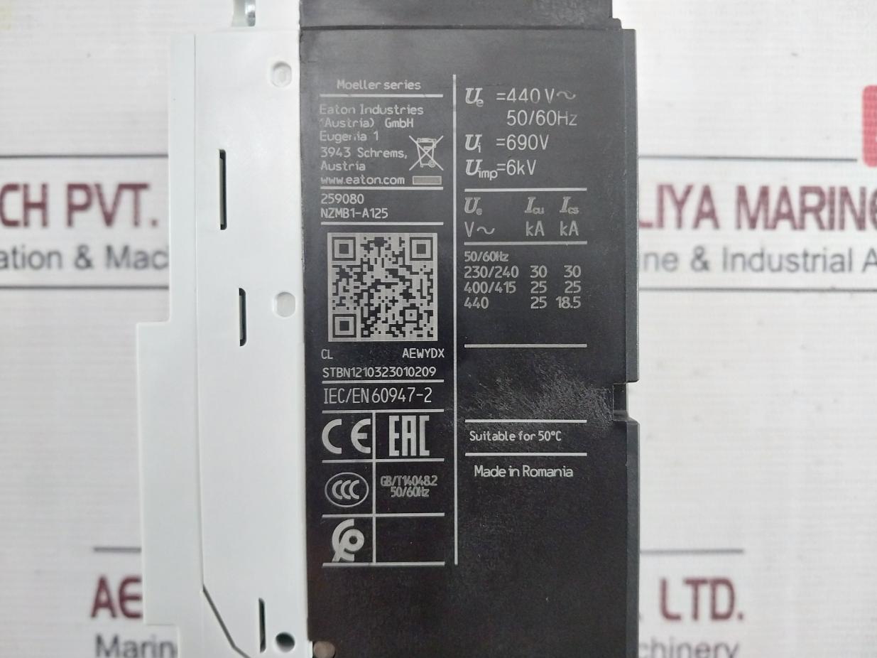 Eaton Nzmb1-a125 Molded Case Circuit Breaker Iec/En60947-2 125A 50C
