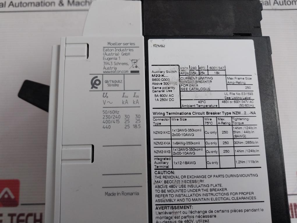 Eaton Nzmb2-a160-na Molded Case Circuit Breaker 3Pole 160A Gb/T14048.2 5A 600V