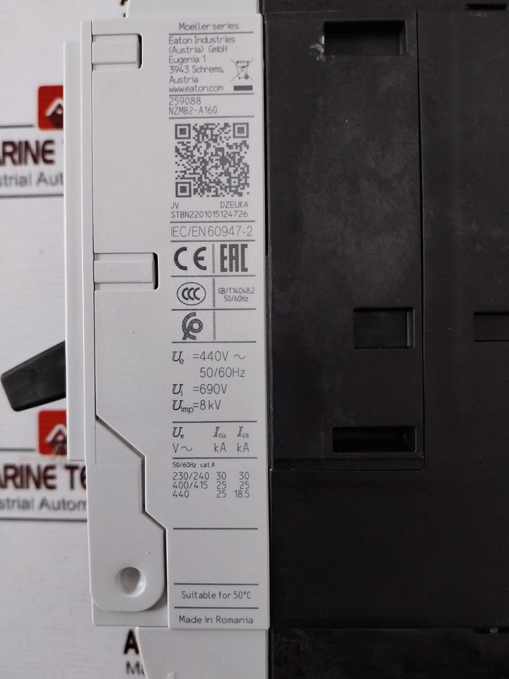 Eaton Nzmb2-a160 Moeller Series 3P Circuit Breaker 160A 440V 690V Iec/En 60947-2
