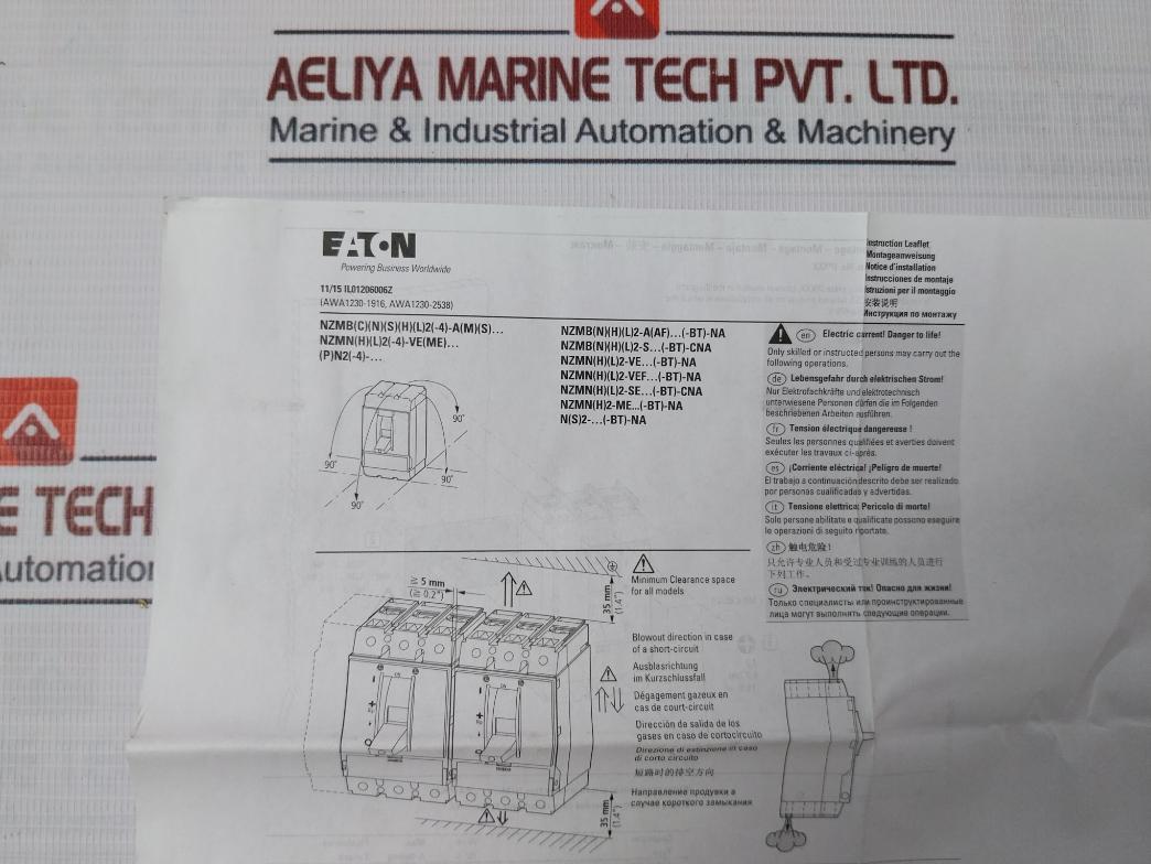 Eaton Nzmb2-a160 Moeller Series 3P Circuit Breaker 160A 440V 690V Iec/En 60947-2