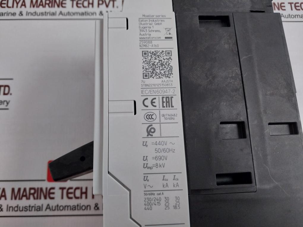 Eaton Nzmb2-a160 Moeller Series 3P Circuit Breaker Z00J0943000 160A 440V 50/60Hz