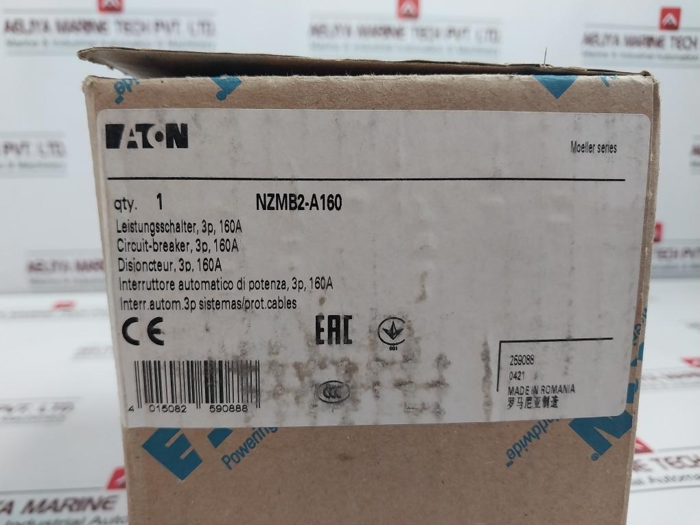 Eaton Nzmb2-a160 Moeller Series 3P Circuit Breaker Z00J0943000 160A 440V 50/60Hz