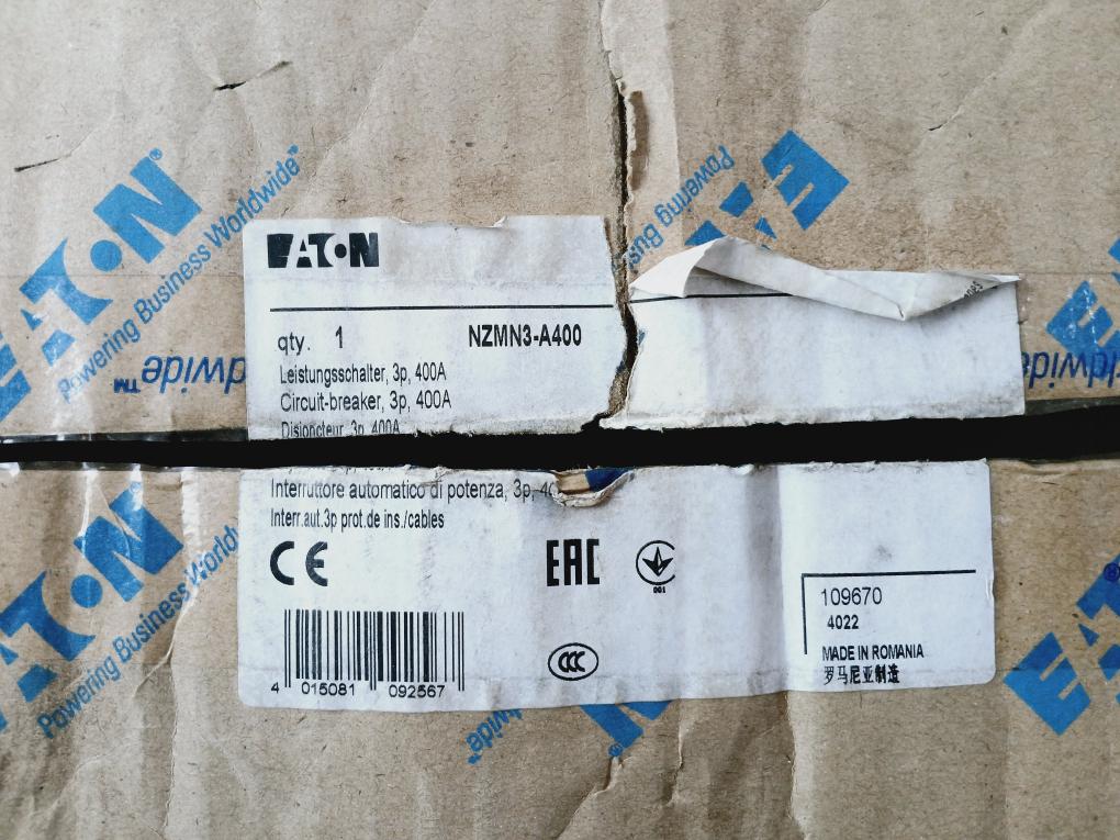 Eaton Nzmn3-a400 Moeller Circuit Breaker 3 Pole