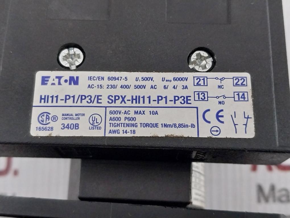 Eaton 3-pole Flush Isolator Switch 20Amp 600Vac 50/60Hz P1-25/Ea/Svb-sw/Hi11