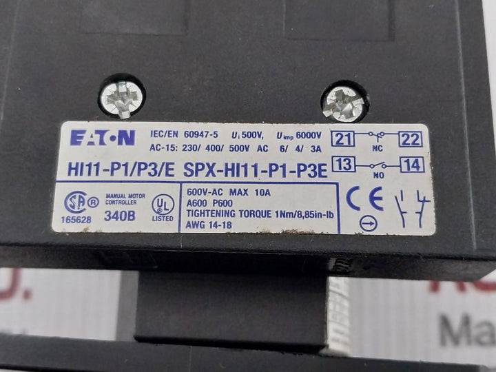Eaton 3-pole Flush Isolator Switch 20Amp 600Vac 50/60Hz P1-25/Ea/Svb-sw/Hi11