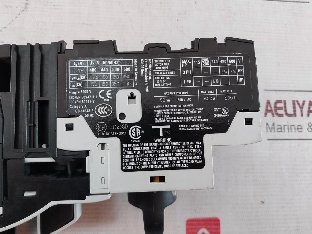 Eaton Pkzm0-1.6 Xtpr1P6Bc1 Overload Relay Motor Protector Circuit Breaker