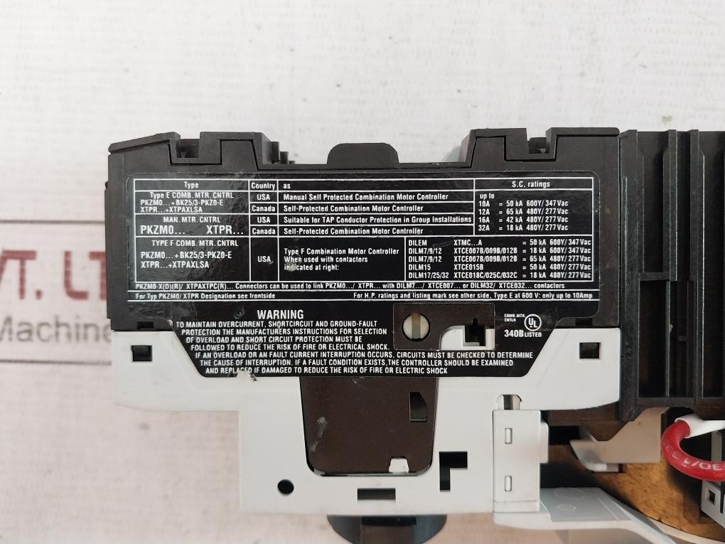 Eaton Pkzm0-1.6 Xtpr1P6Bc1 Overload Relay Motor Protector Circuit Breaker
