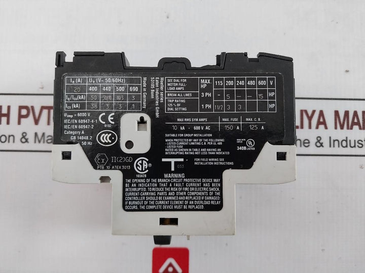 Eaton Pkzm0-20 Iec Motor Control Miniature Circuit Breaker&nbsp; (V~50/60Hz)