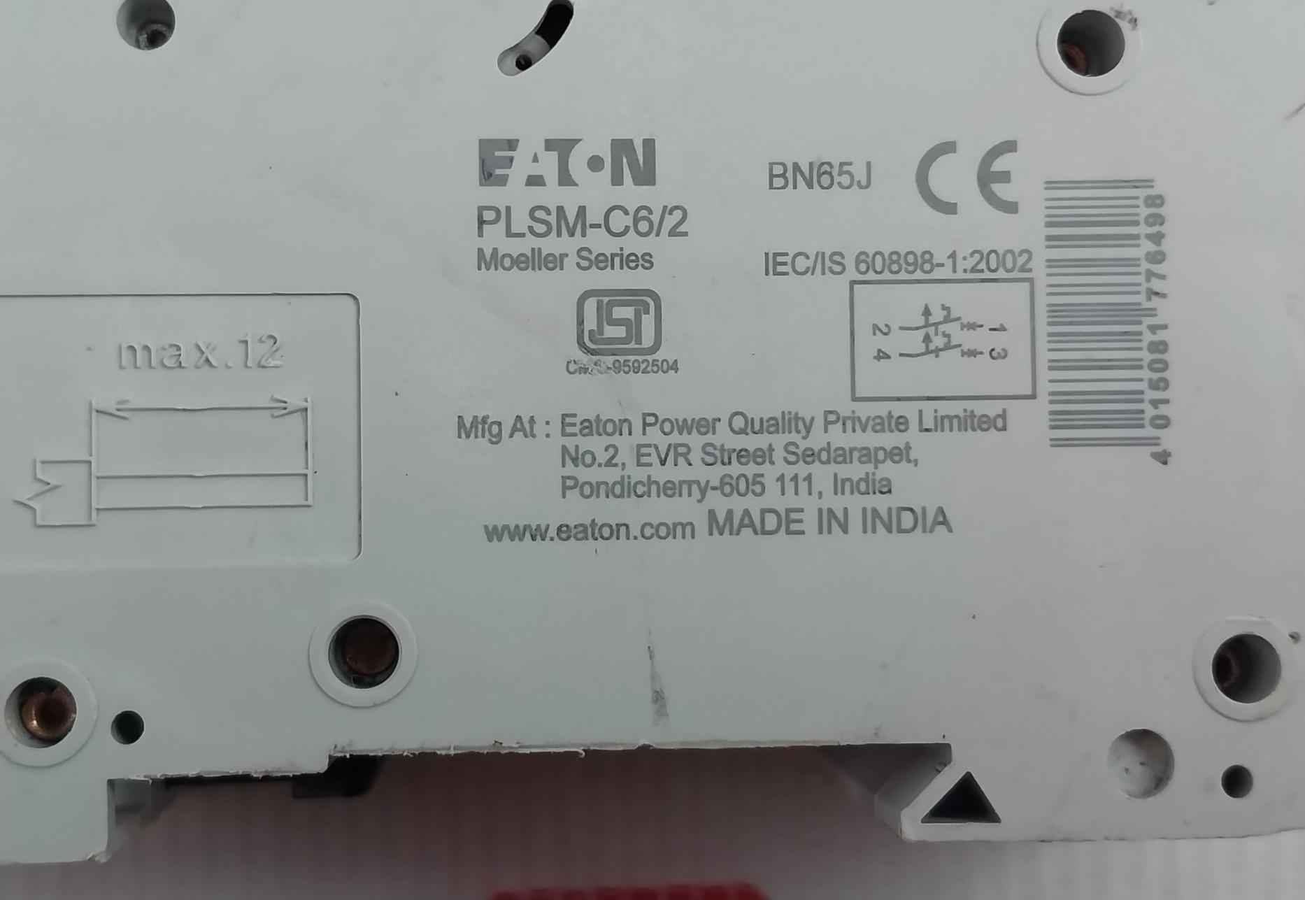 Eaton Plsm-c6/2 Circuit Breaker 400V 10000/3