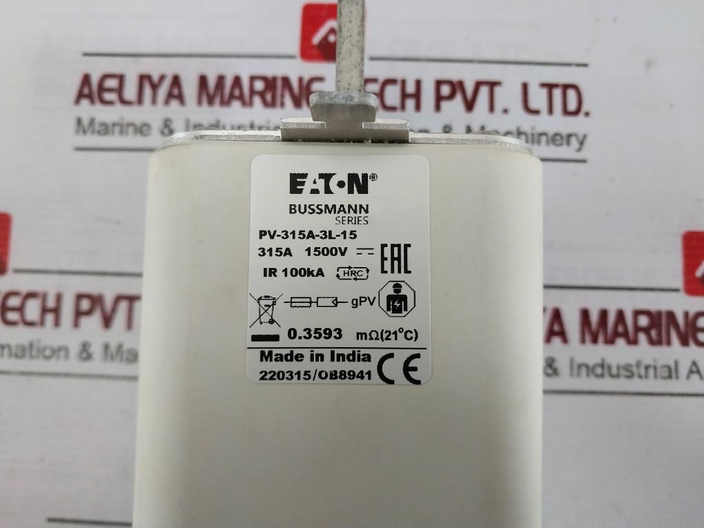 Eaton Pv-315A-3L-15 Gpv Fuse 315A 1500V 100Ka Hrc Bussmann Series