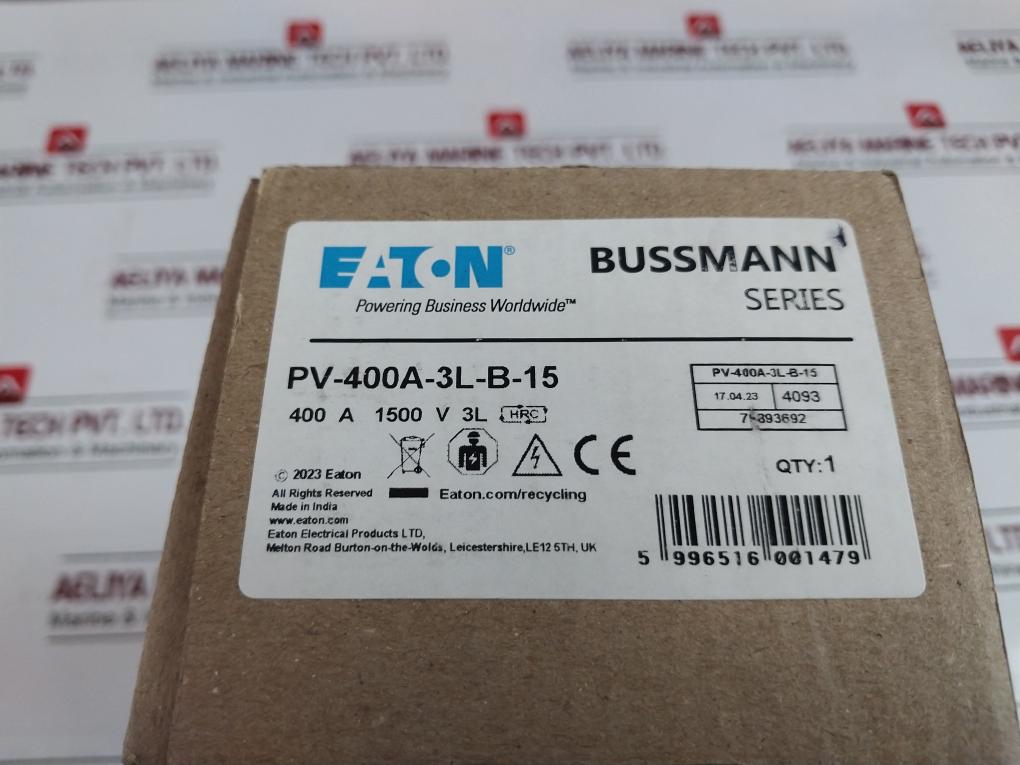 Eaton Pv-400A-3L-b-15 Bussmann Series Photovoltaic Fuse 400A Ir 100Ka E335324