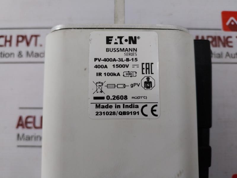 Eaton Pv-400A-3L-b-15 Bussmann Series Photovoltaic Fuse Link Rev A 1500V